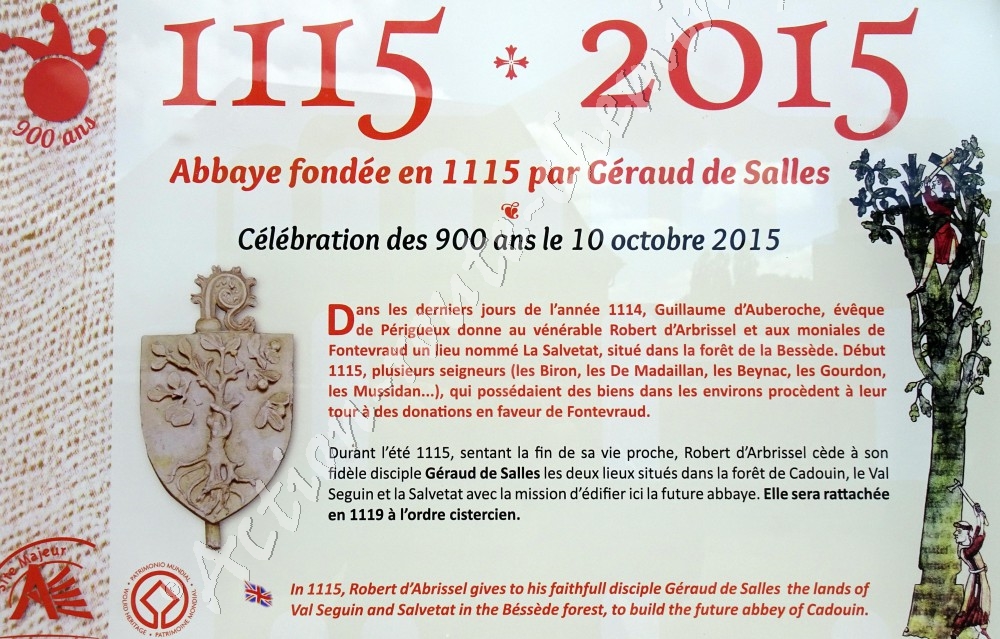 Abbaye de Cadouin - panneau informatif